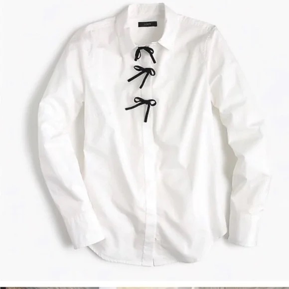 J.Crew Perfect Shirt with Velvet Bow - Picture 1 of 7
